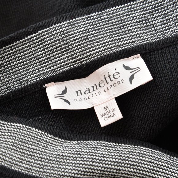 Nanette Lepore Black Tie Neck Sweater Dress Sz M - Picture 6 of 7